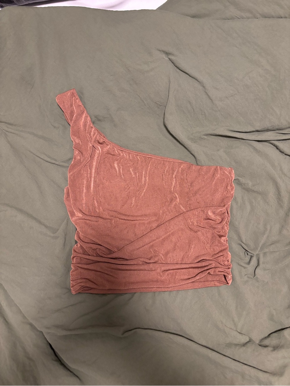 One-Shoulder Brown Crop Top